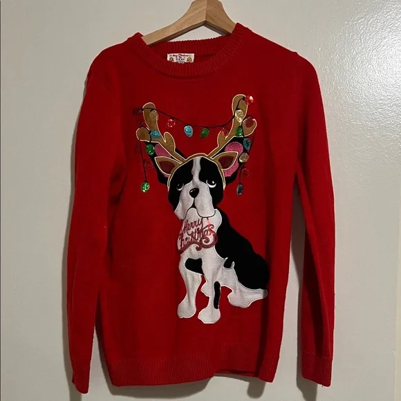 Poof! Vibrant Red Holiday Sweater - Picture 1 of 3